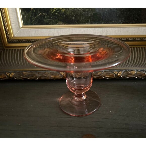 Vintage Pink Depression Glass Compote Dish Pedestal Stand - Picture 11 of 16